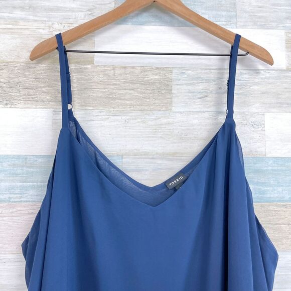 Torrid Sophie Chiffon Double Layer Swing Cami Tank Blue Womens Plus Size 6X - Picture 2 of 7